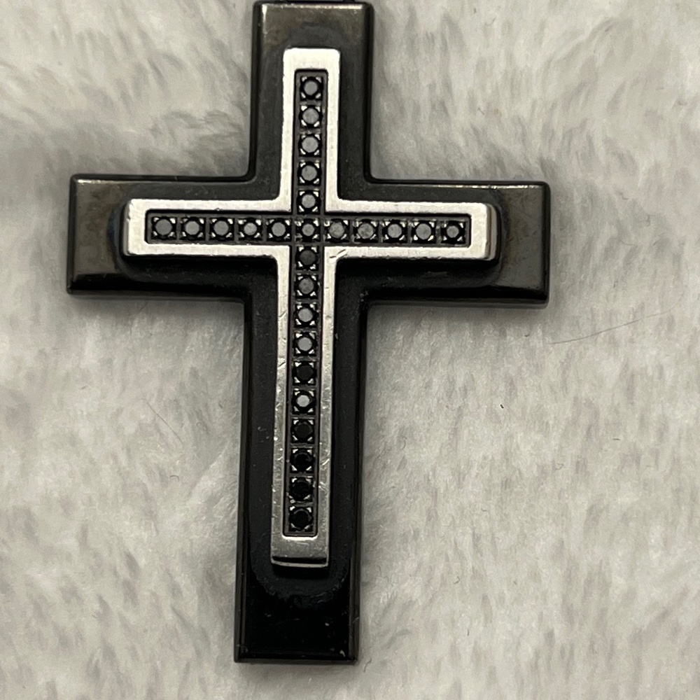 Mens Black Metal Cross Necklace